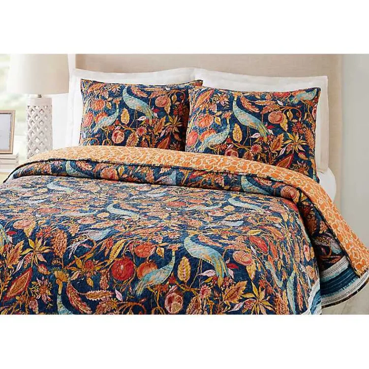 Quilts-Kirklands Home Peacock Garden King 3-pc. Quilt Set Orange