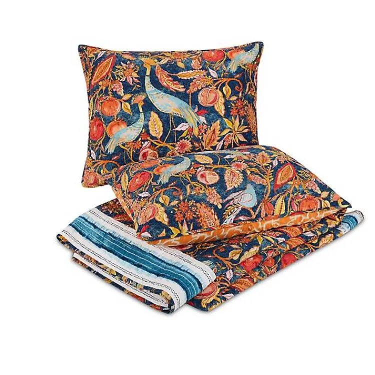 Quilts-Kirklands Home Peacock Garden King 3-pc. Quilt Set Orange