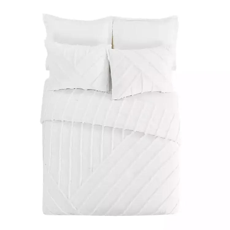 Comforters-Kirklands Home Chenille Line 3-pc. Full/Queen Comforter Set White