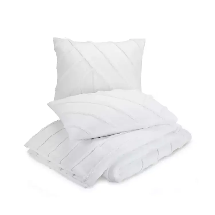 Comforters-Kirklands Home Chenille Line 3-pc. Full/Queen Comforter Set White