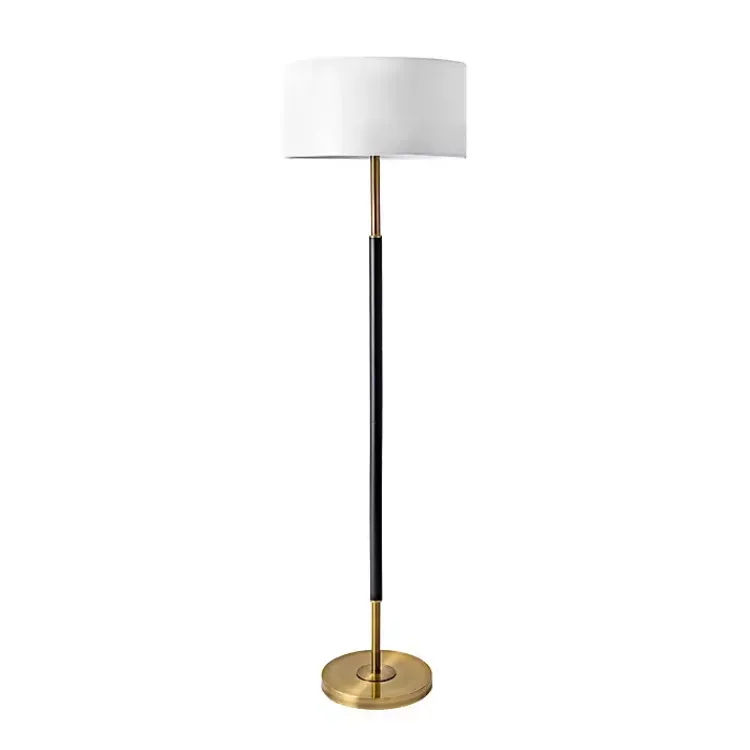 Floor Lamps-Kirklands Home Gold and Black Simple Stem Floor Lamp White