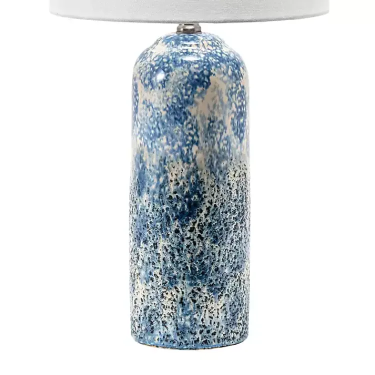 Table Lamps-Kirklands Home Ocean Blues Mottled Pillar Table Lamp White