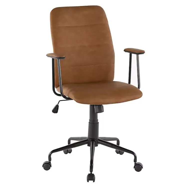 Office Furniture-Kirklands Home Tufted Faux Leather Office Chair Brown