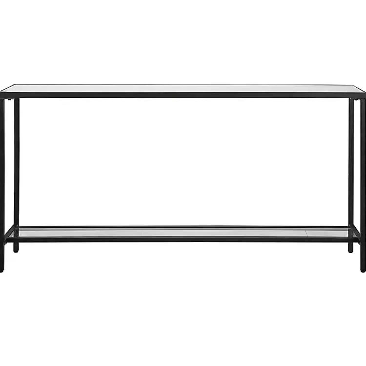 Console Tables-Kirklands Home Metal Glass Top Console Table Black
