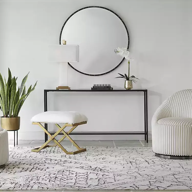 Console Tables-Kirklands Home Metal Glass Top Console Table Black