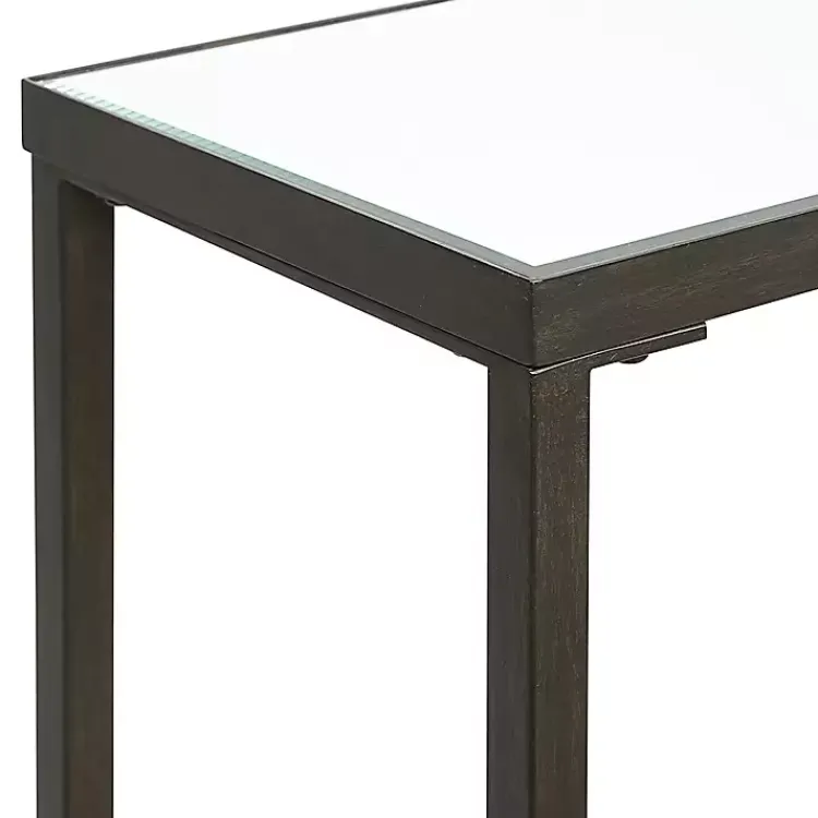 Console Tables-Kirklands Home Metal Glass Top Console Table Black