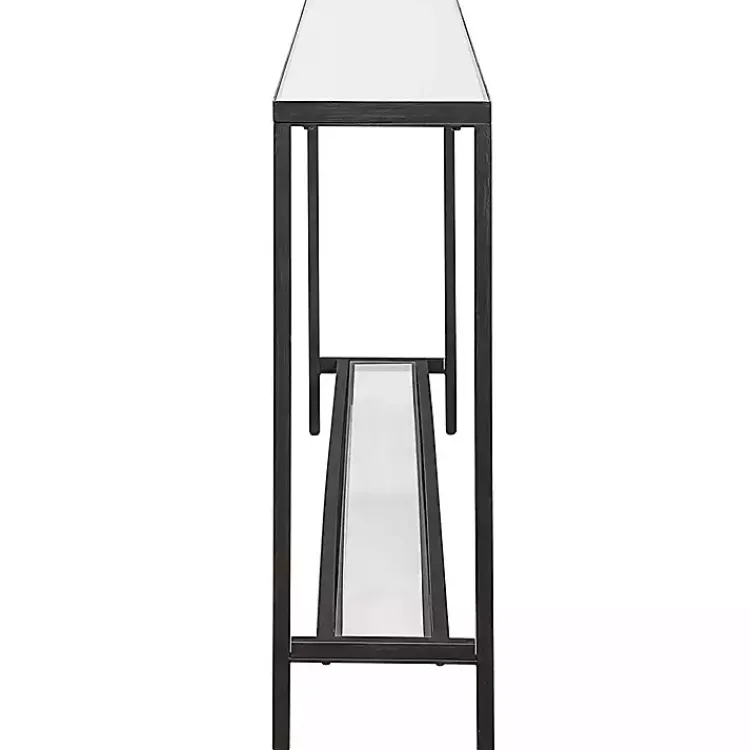 Console Tables-Kirklands Home Metal Glass Top Console Table Black