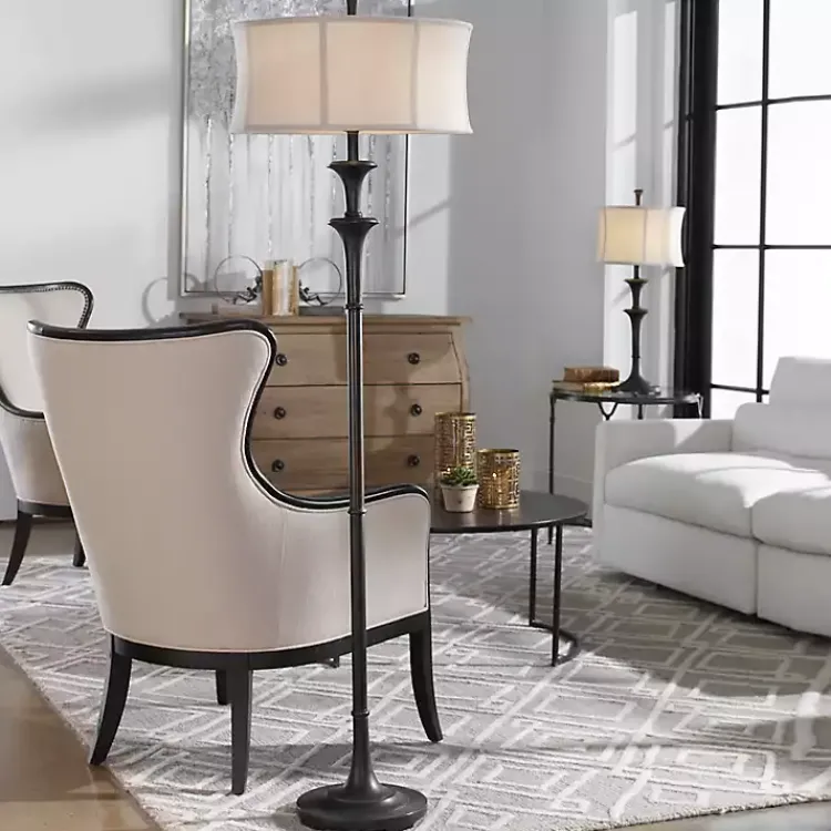 Floor Lamps-Kirklands Home Dark Bronze Metal Flare Floor Lamp Tan