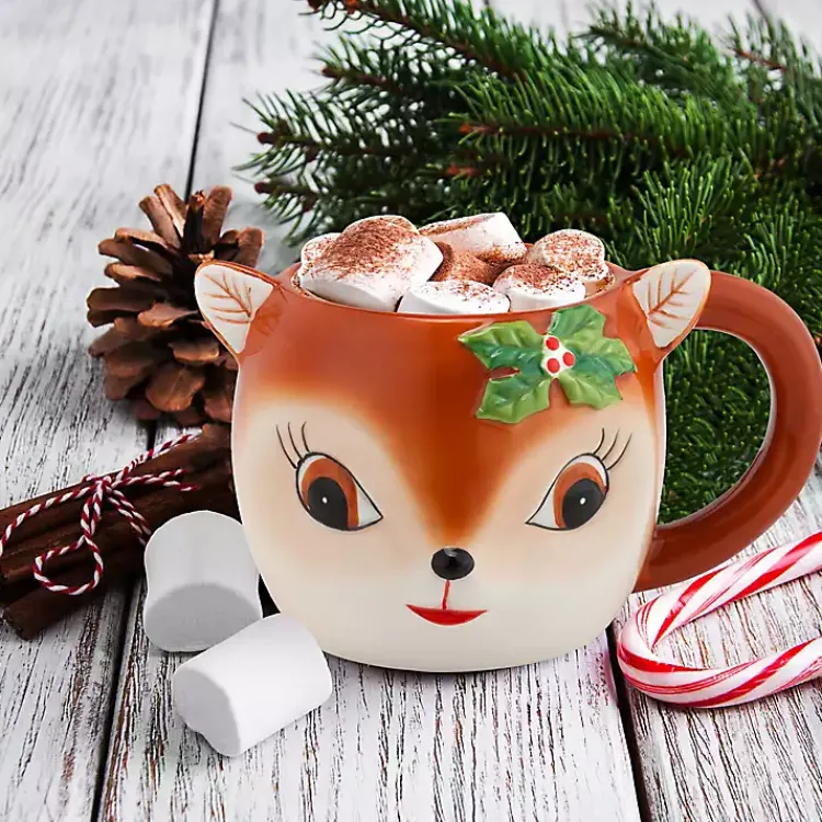 Glassware & Drinkware-Kirklands Home Reindeer Christmas Mug