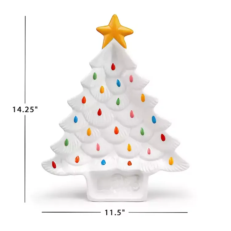 Serving & Entertaining-Kirklands Home Christmas Tree Serving Platter White
