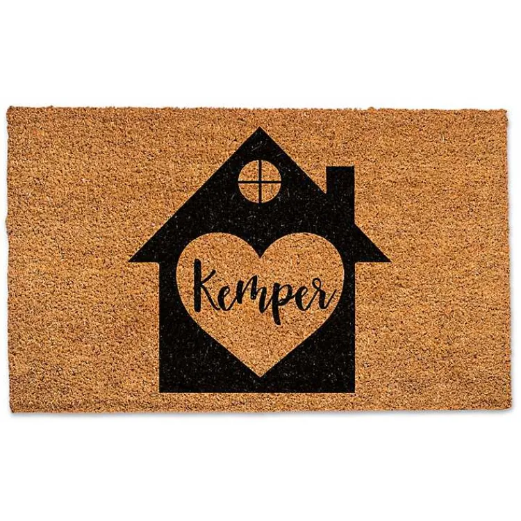 Doormats-Kirklands Home Personalized Heart Home Coir Doormat