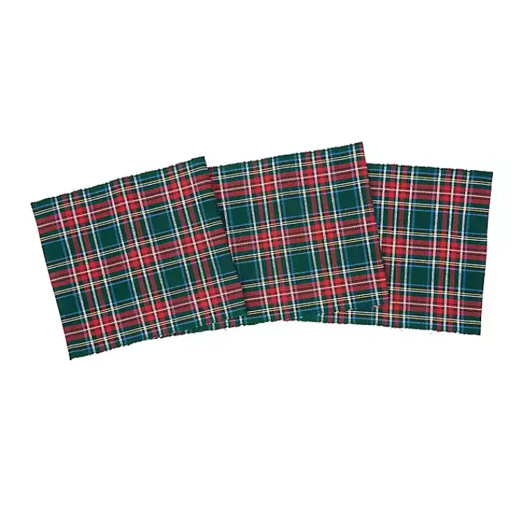 Table Linens-Kirklands Home Red Jewel Plaid Christmas Table Runner Green