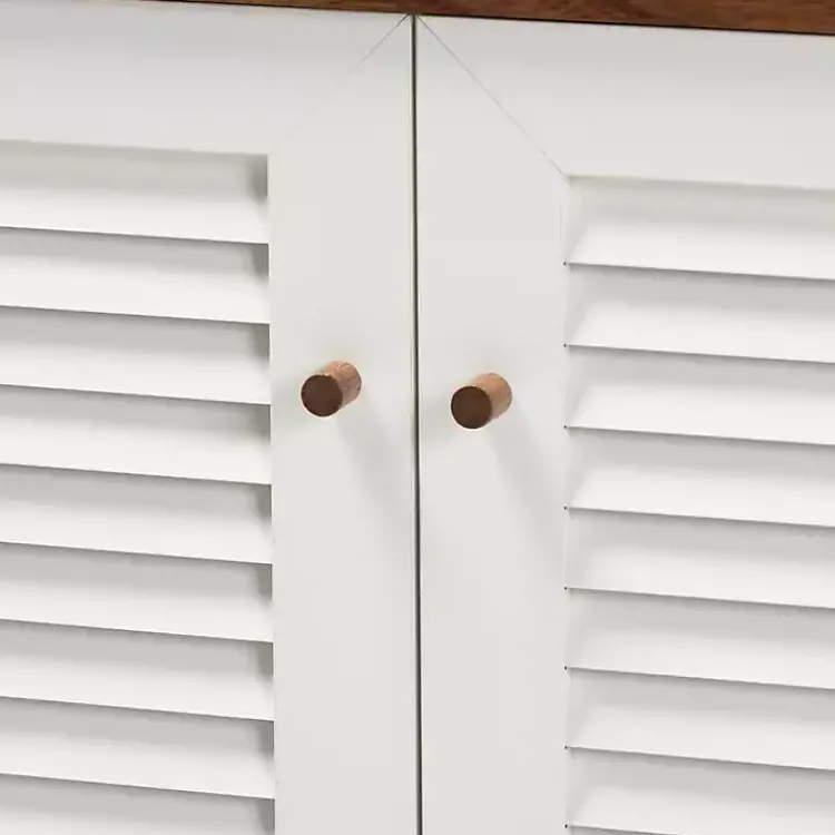 Entryway Furniture-Kirklands Home Collier Two-Tone 3-Door Shoe Storage Cabinet