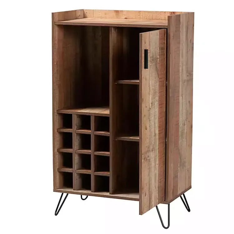 Cabinets & Sideboards-Kirklands Home Rustic Hairpin Wine Cabinet Brown