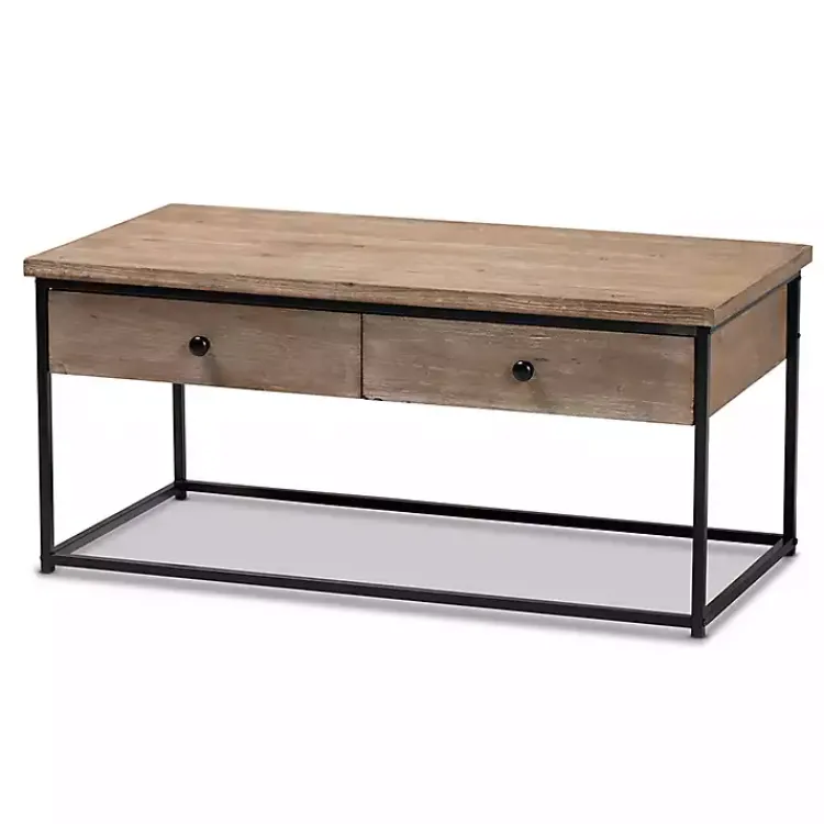 Coffee Tables-Kirklands Home Wood and Metal 2-Drawer Coffee Table Brown