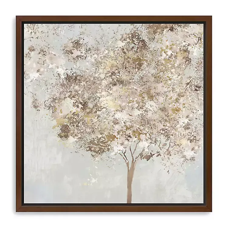Framed Art-Kirklands Home Gold Shimmering Tree Framed Canvas Art Print