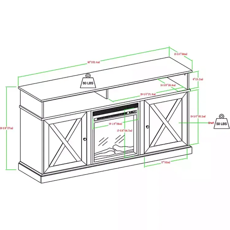 Tv Stands & Media Consoles-Kirklands Home Graywash Rustic Fireplace Cabinet Brown