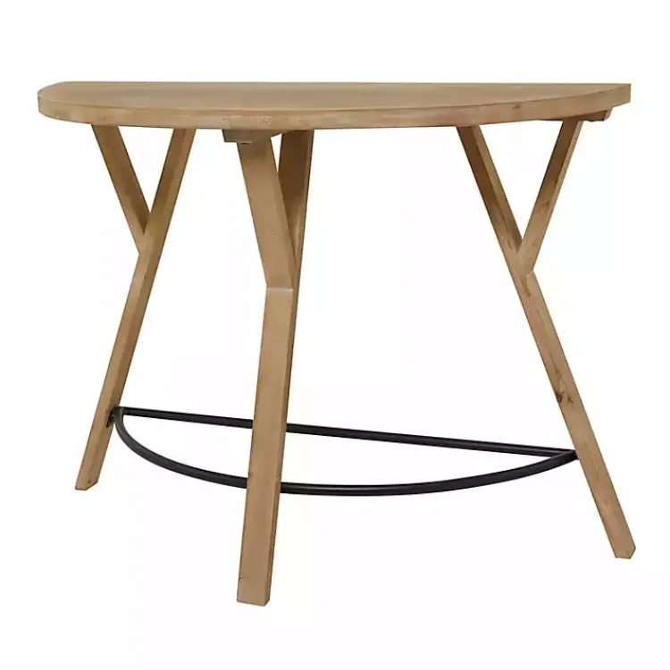 Console Tables-Kirklands Home Wood Half Round Console Table Brown