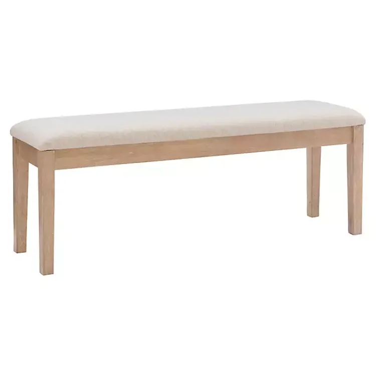 Benches & Ottomans-Kirklands Home Natural Wood and Upholstered Seat Bench Tan