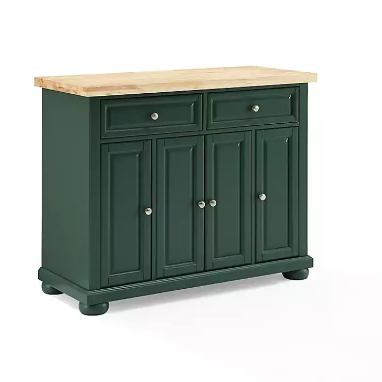 Kitchen Islands & Bar Carts-Kirklands Home Gia Forest Green Wood Kitchen Island