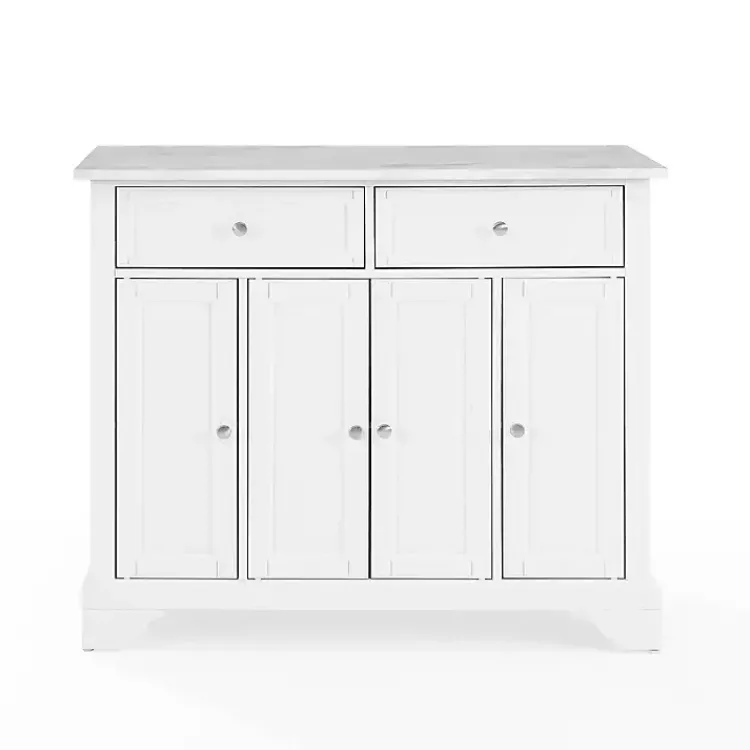 Kitchen Islands & Bar Carts-Kirklands Home Gia All Marble Kitchen Island White