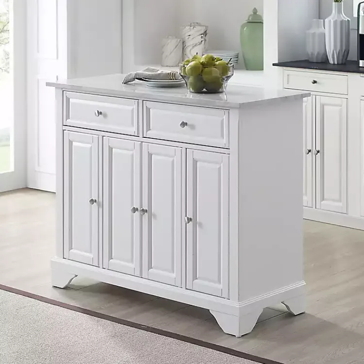 Kitchen Islands & Bar Carts-Kirklands Home Gia All Marble Kitchen Island White