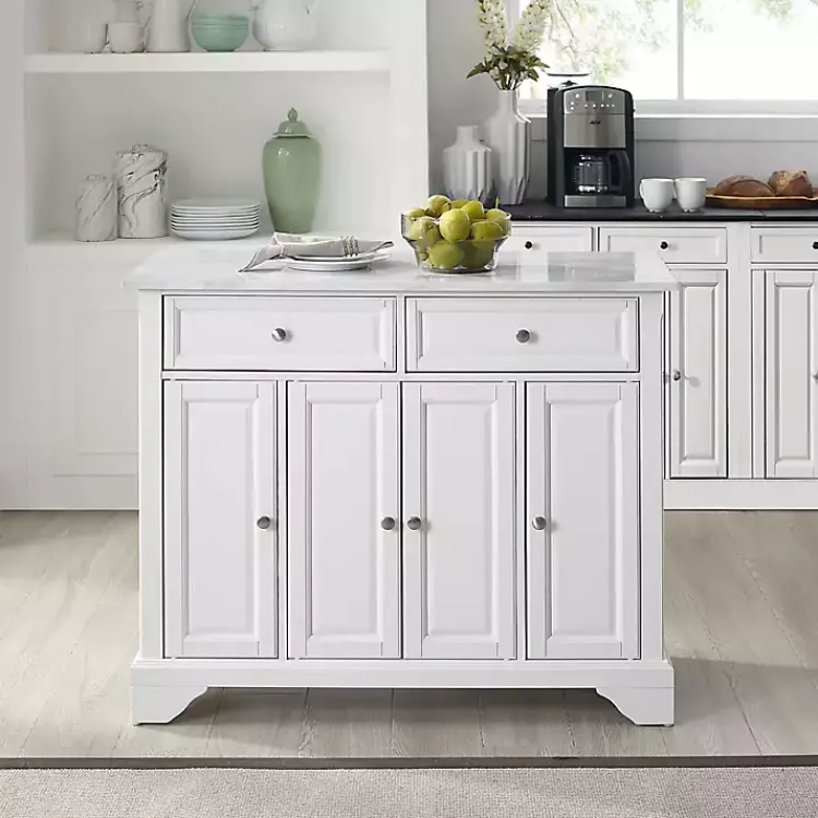 Kitchen Islands & Bar Carts-Kirklands Home Gia All Marble Kitchen Island White