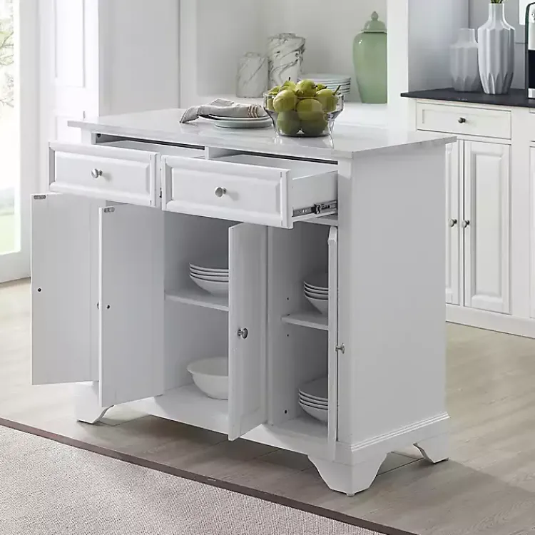 Kitchen Islands & Bar Carts-Kirklands Home Gia All Marble Kitchen Island White