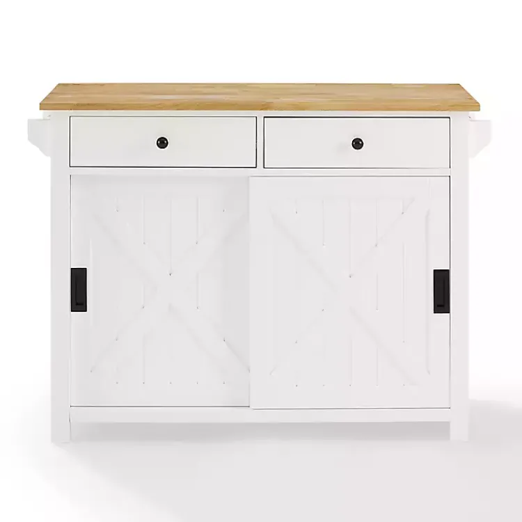 Kitchen Islands & Bar Carts-Kirklands Home Barn Door Kitchen Cart White