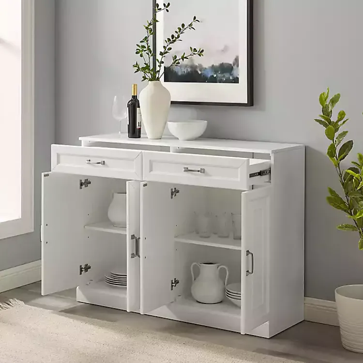 Cabinets & Sideboards-Kirklands Home Wood Panel 4-Door Cabinet White