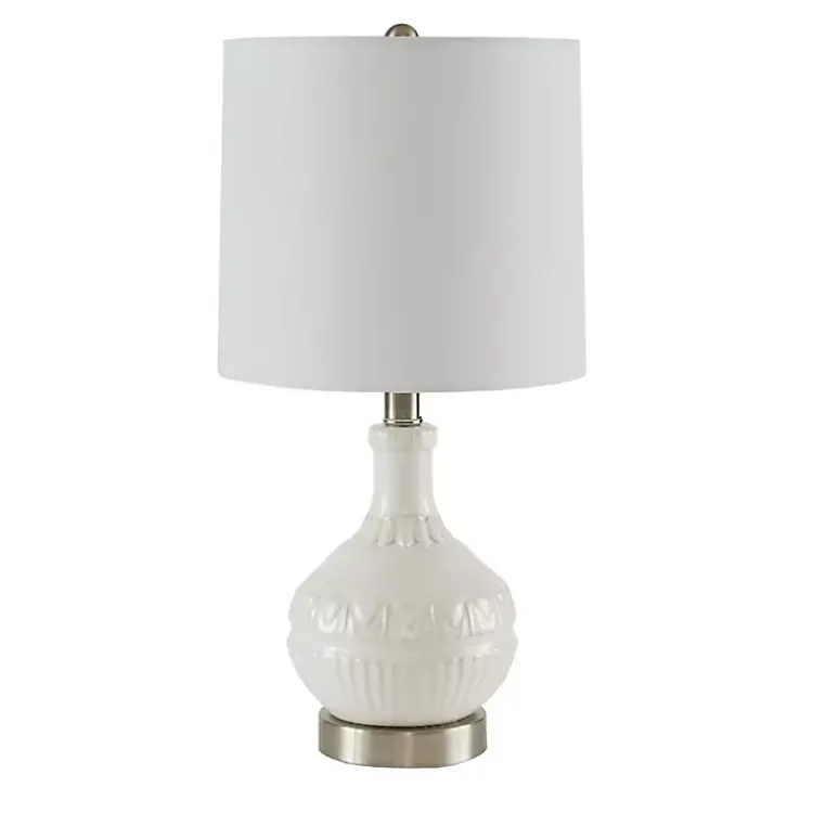 Table Lamps-Kirklands Home Ceramic Embossed Table Lamp White