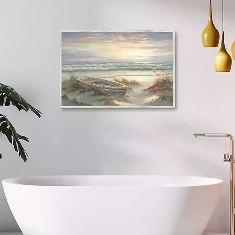 Framed Art-Kirklands Home Old Rowboat on the Shore Framed Canvas Art Print