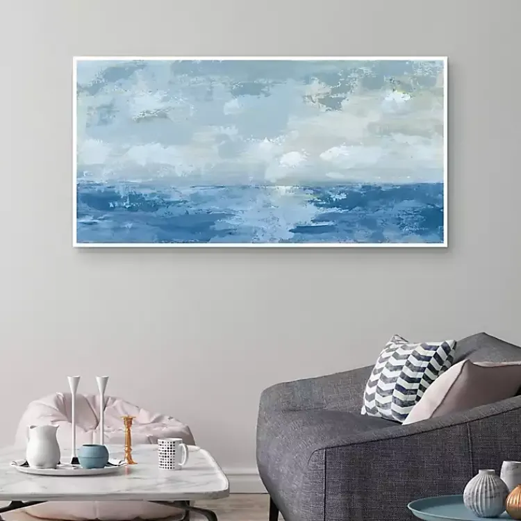 Canvas Art-Kirklands Home Silver Sea Framed Canvas Art Print Blue