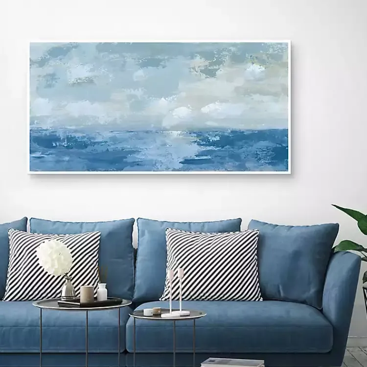 Canvas Art-Kirklands Home Silver Sea Framed Canvas Art Print Blue