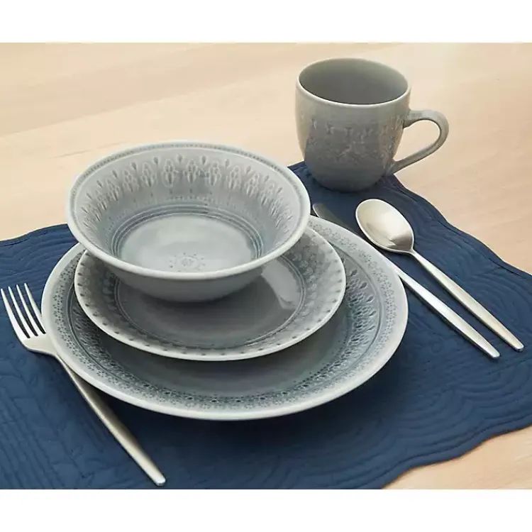 Dinnerware-Kirklands Home Medallion 16-pc. Ceramic Dinnerware Set Gray