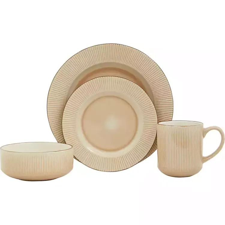 Dinnerware-Kirklands Home Betsy Cream Ribbed 16-pc. Dinnerware Set Tan