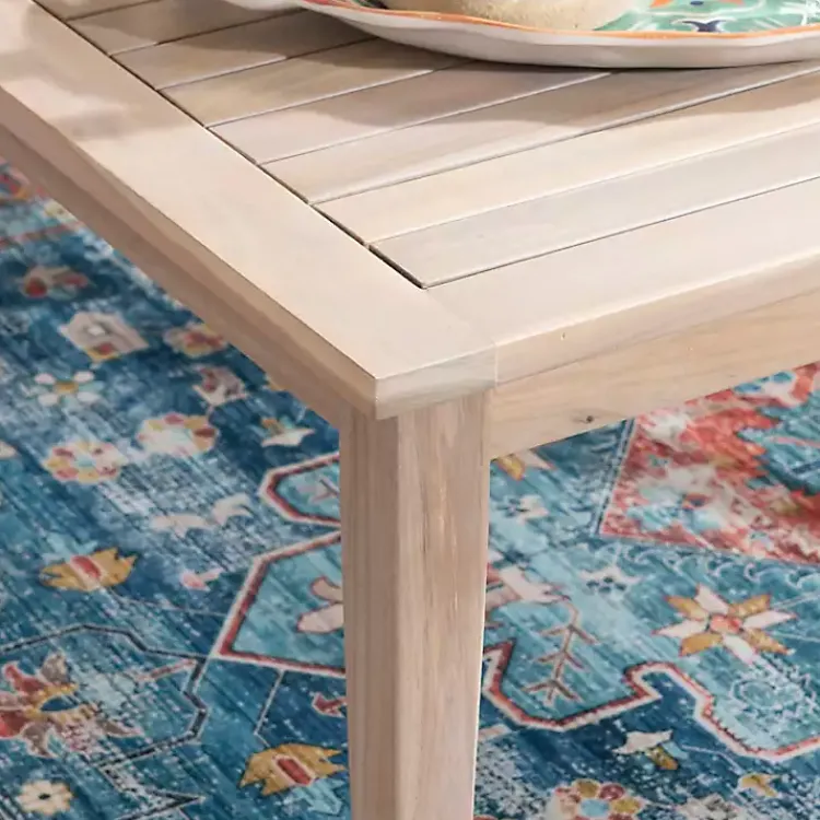 Outdoor Tables-Kirklands Home Square Natural Wood Slatted Outdoor Coffee Table Tan