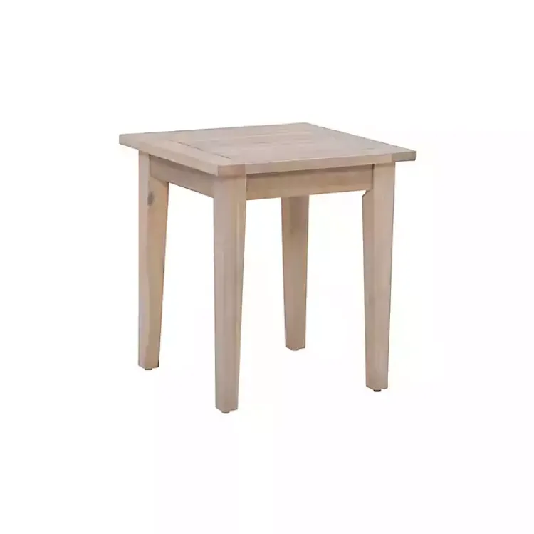 Outdoor Tables-Kirklands Home Natural Acacia Wood Slatted Outdoor Side Table Tan