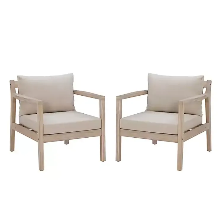 Outdoor Seating-Kirklands Home Natural Acacia Wood 2-pc. Outdoor Accent Chair Set Tan