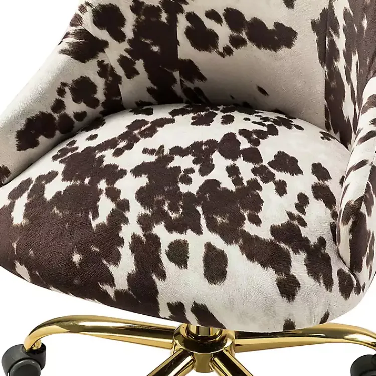 Office Furniture-Kirklands Home Brown and White Upholstered Cow Print Office Chair