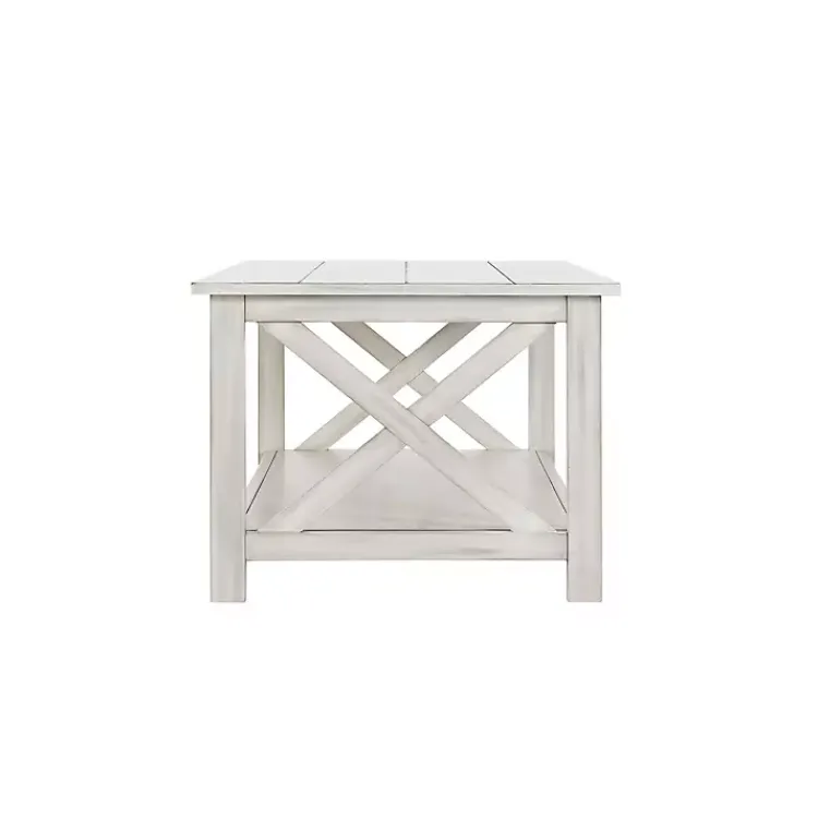 Coffee Tables-Kirklands Home Antique washed Wood Coffee Table White