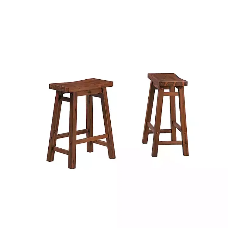 Bar Stools & Counter Height Stools-Kirklands Home Chestnut Sonoma Saddle Counter Stools, Set of 2 Brown