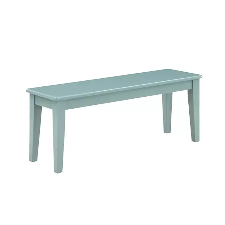 Benches & Ottomans-Kirklands Home Turquoise Wood Classic Farmhouse Bench Blue