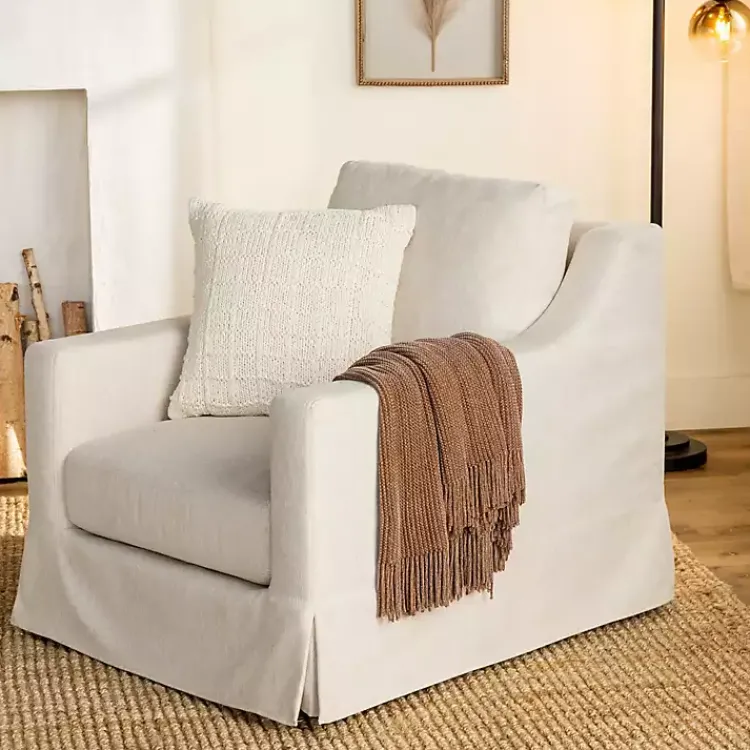 Accent Chairs-Kirklands Home Upholstered Weekend Swivel Accent Chair Ivory