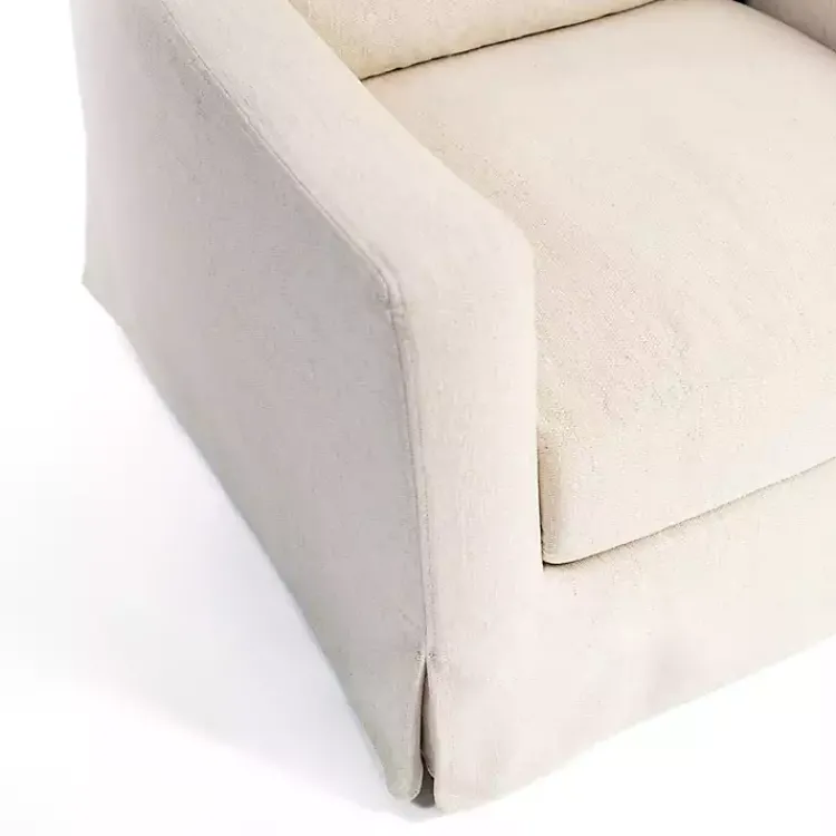Accent Chairs-Kirklands Home Upholstered Weekend Swivel Accent Chair Ivory