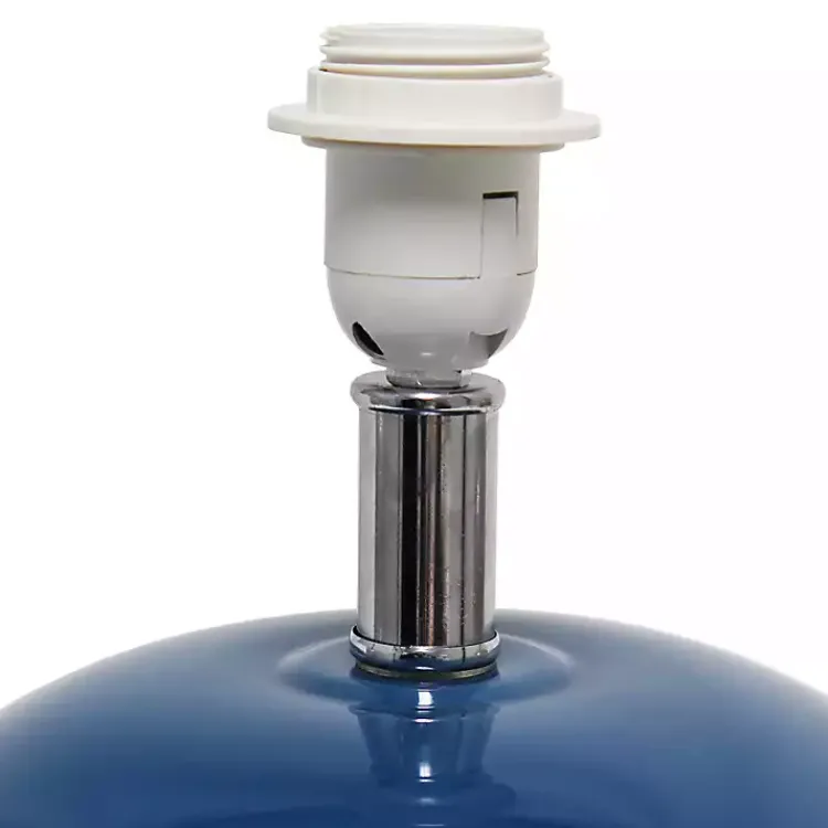 Table Lamps-Kirklands Home Navy Glass Short Oval Table Lamp Blue