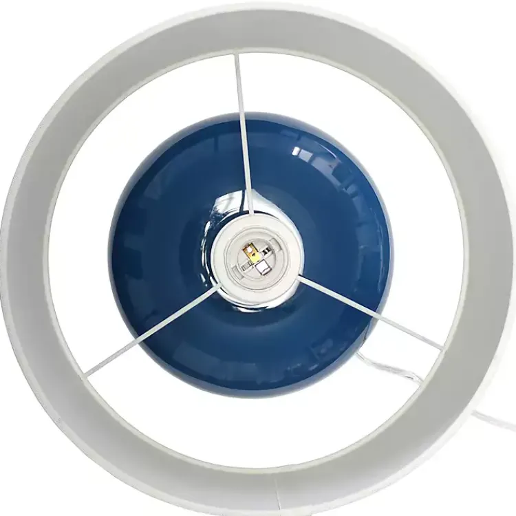 Table Lamps-Kirklands Home Navy Glass Short Oval Table Lamp Blue