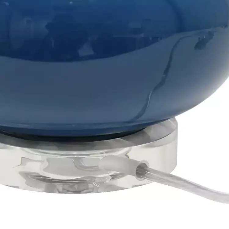 Table Lamps-Kirklands Home Navy Glass Short Oval Table Lamp Blue