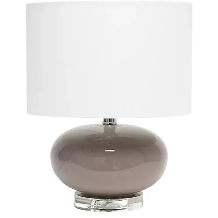 Table Lamps-Kirklands Home Glass Short Oval Table Lamp Brown