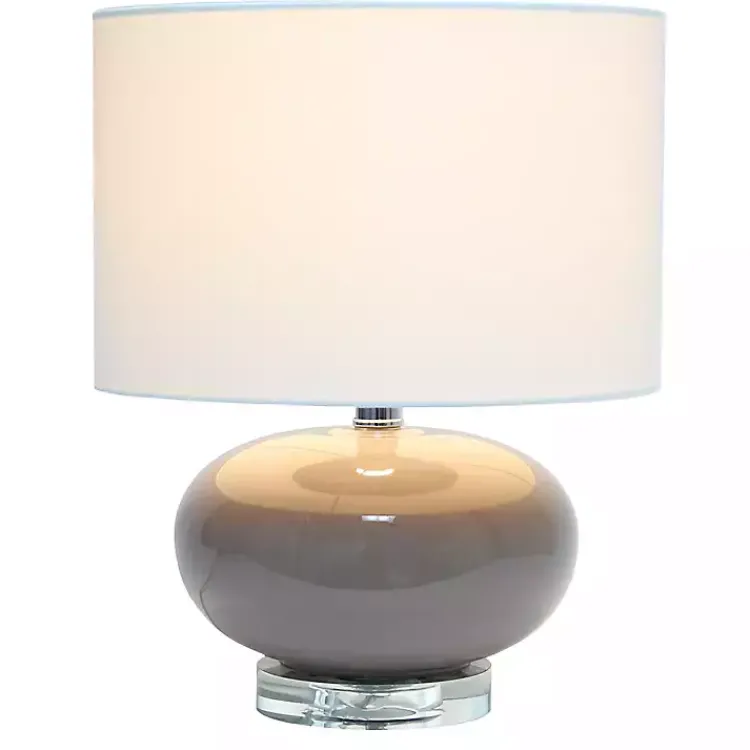 Table Lamps-Kirklands Home Glass Short Oval Table Lamp Brown
